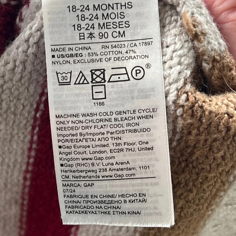 Baby Gap CashSoft Multi Stripe Brannan Bear Sweater 18-24 Months Multicolor Knit